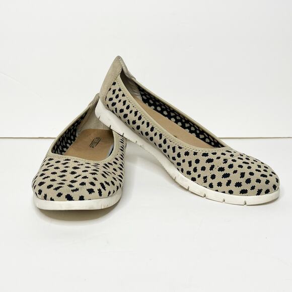 SEYCHELLES Knit Ballet Flats Slip On Spot Tumble Leopard Print Beige Black Sz 11 - Picture 2 of 10